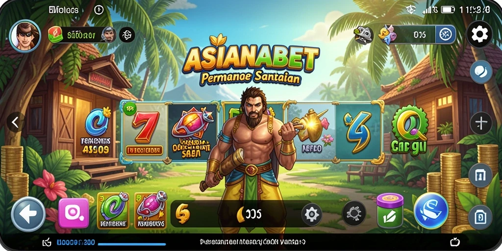 Tampilan gameplay ASIANABET yang ceria dan penuh warna.