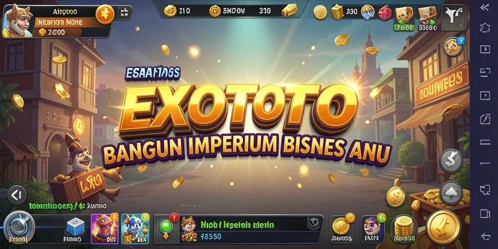 Screenshot gameplay EXOTOTO menunjukkan serunya membangun bisnis Anda.