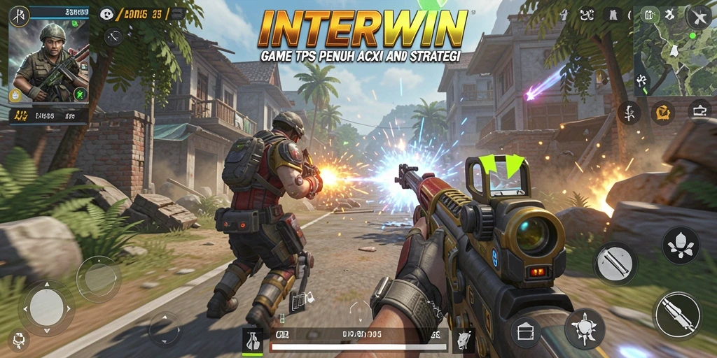 Screenshot INTERWIN menampilkan aksi tembak-menembak yang mendebarkan dalam mode TPS.