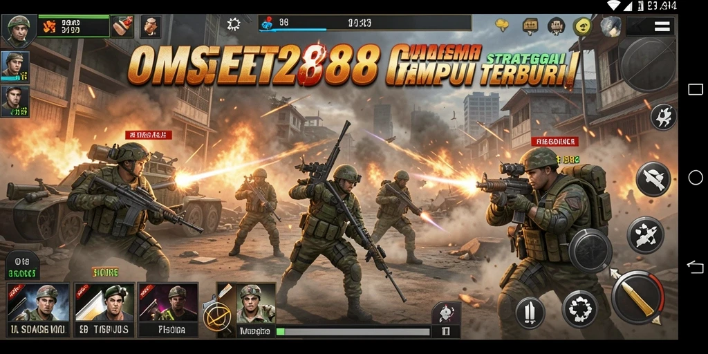 Screenshot gameplay OMSET288 menampilkan pertempuran strategi yang mendebarkan.