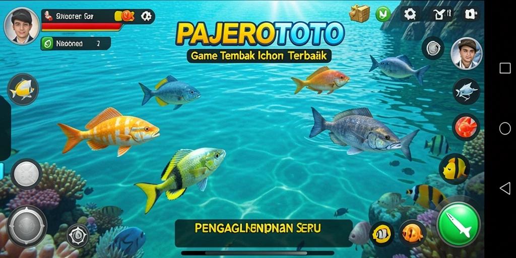 Screenshot gameplay PAJEROTOTO menampilkan aksi menembak ikan yang mendebarkan.