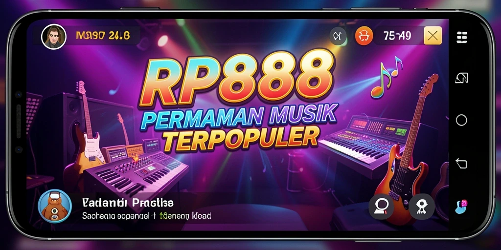 Screenshot utama RP888 menampilkan gameplay musik yang seru dan interaktif.