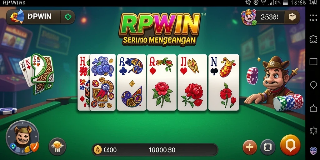 Tangkapan layar utama RPWIN memperlihatkan gameplay domino yang seru.