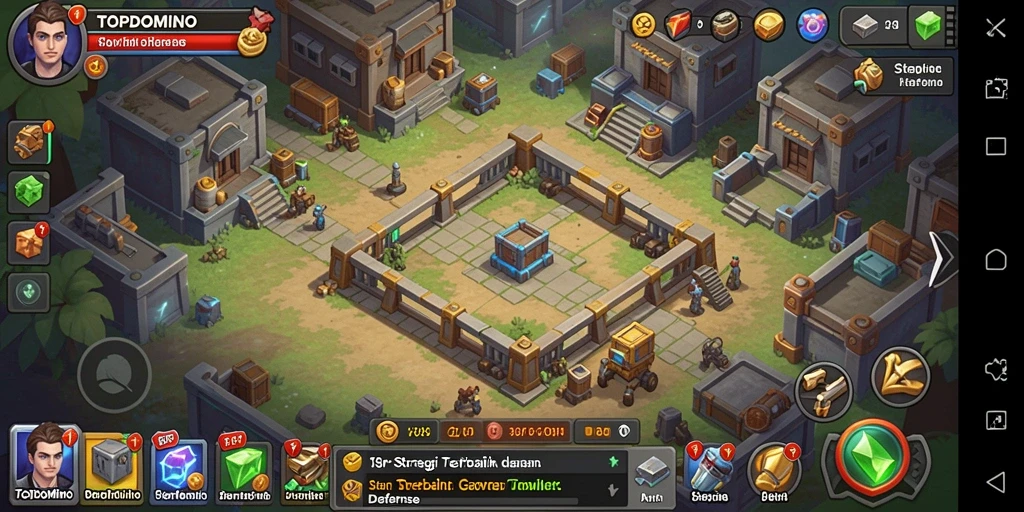 Gameplay seru TOPDOMINO dalam pertahanan menara melawan serangan musuh.