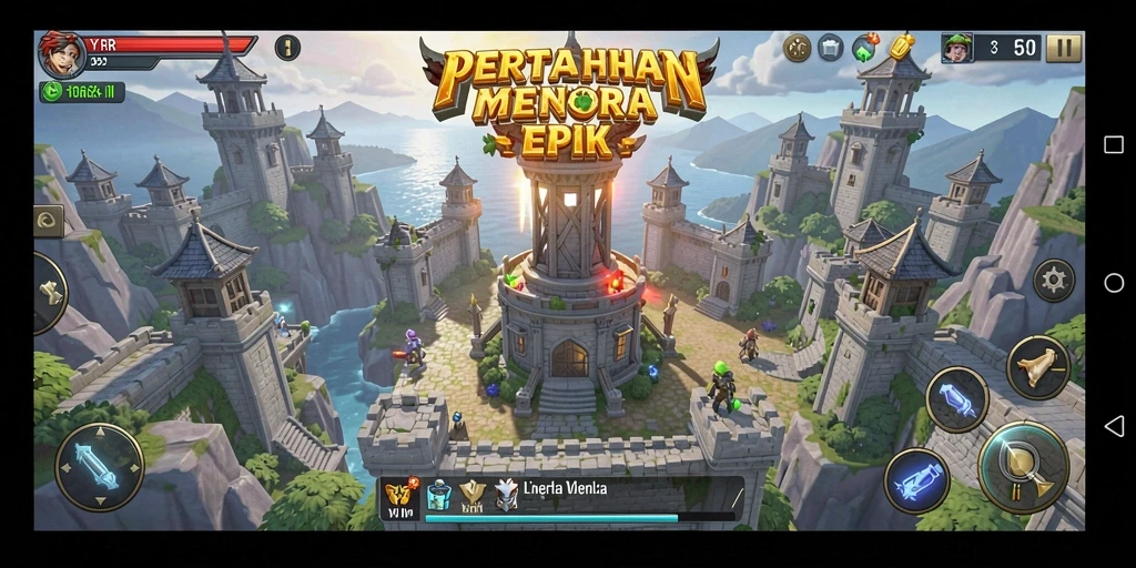 Tampilan gameplay menara yang menegangkan di YYRR.